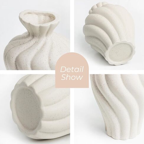 ComSaf White Ceramic Vase Set of 3 - Versatile Flower Vase Modern Vases for Room, Bathroom, Coffee Table, Dining Table, Bookshelf,Shelf Decor, Fireplace, Kitchen, Living Room, and Office in Saudi Arabia