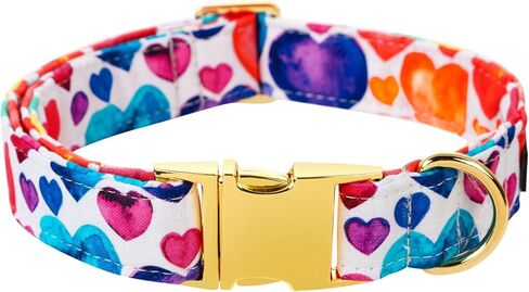 Lionet Paws Valentine Day طوق الكلب، شديد التحمل لطيف على شكل قلب أحمر من القماش مع قلادة بإبزيم معدني هدية متوسطة صغيرة، رقبة 13.5-22 بوصة in Kuwait