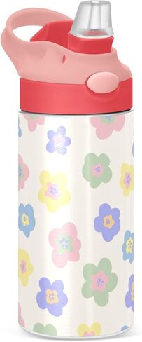 Butterfly Girls Water Bottle with Straw and Carry Handle Rainbow Cute Animals Vacuum Insulated Stainless Steel Bottles Leak-Proof for Boys Kids Toddler 12 oz Pink Lid in Saudi Arabia