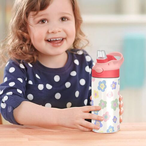 Butterfly Girls Water Bottle with Straw and Carry Handle Rainbow Cute Animals Vacuum Insulated Stainless Steel Bottles Leak-Proof for Boys Kids Toddler 12 oz Pink Lid in Saudi Arabia