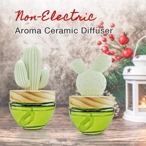 ES PAZION Cactus Oil Diffuser, Gypsum Saguaro Aroma Diffuser for Fragrant Homes Living Rooms Bathroom Office Decoration Lime & Green Leaf 3.4oz(100ml) in Saudi Arabia