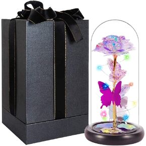 MOSKILA Galaxy Glass Rose Flower, Romantic LED Light Sweet Gifts - Her, Women, Girlfriend, Mom, Wife, Galaxy Enchanted Colorful Rose in Glass Dome - Valentines, Birthday, Christmas, Anniversary in Kuwait