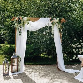 White Wedding Arch Draping Fabric, 63" x 32Ft Wedding Arch Drapes Tulle Fabric Drapery Sheer Backdrop Curtains for Wedding Ceremony Arch Stage Party Ceiling Décor in Saudi Arabia