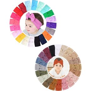 jollybows 40 حزمة من عصابات الرأس المصنوعة من النايلون للأطفال، ربطات شعر مطاطية مصنوعة يدويًا من إكسسوارات الشعر للفتيات حديثي الولادة والأطفال الصغار in Kuwait