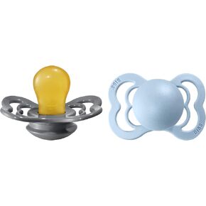 Bibs Pacifier Supreme Latex Size 1 - Baby (0-6M) 2pcs - Iron/BabyBlue in Kuwait