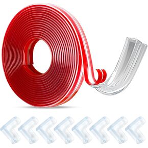 Rcybeo Baby Proofing, Clear Corner Protector, Edge Protector, 16.4 ft Clear Edge Protector Strip and 8 Piece Silicone Corner Protectors with Upgraded Pre-Taped in Kuwait