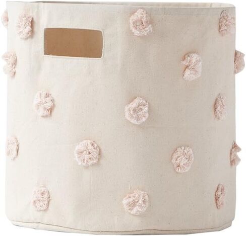 Pehr Pom Pom Basket, Bin (Blush) | 100% Cotton Canvas Storage for Nursery, Playroom & Home | Decorative Organizer | 13"D x 12"H in Saudi Arabia