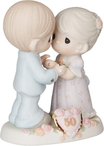 Precious Moments, We Share A Love Forever Young, 50th Anniversary, Bisque Porcelain Bisque Porcelain Figurine, 115912,Multi-colored,Medium in Saudi Arabia