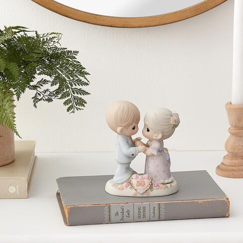 Precious Moments, We Share A Love Forever Young, 50th Anniversary, Bisque Porcelain Bisque Porcelain Figurine, 115912,Multi-colored,Medium in Saudi Arabia