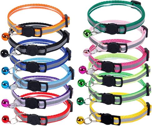 7 Pack Reflective-Breakaway Cat Collars with Bells, Adjustable 7-12in Cute Kitty Collar, Safe & Stylish Collars for Cats, Girl Cats, Male Cats, Pet Supplies,Fish Pendants, Accessories(Sky Blue) in Kuwait