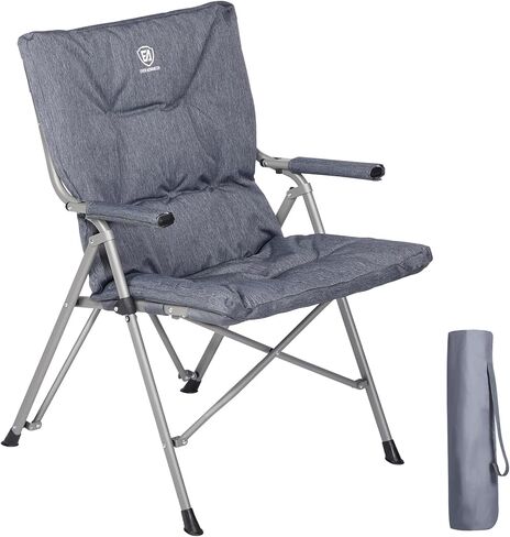 كرسي تخييم قابل للطي للبالغين من EVER ADVANCED، كراسي حديقة مبطنة مع مساند للأذرع الصلبة، كرسي محمول قابل للطي للخارج، الفناء، المنزل، رمادي in Kuwait