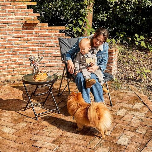 كرسي تخييم قابل للطي للبالغين من EVER ADVANCED، كراسي حديقة مبطنة مع مساند للأذرع الصلبة، كرسي محمول قابل للطي للخارج، الفناء، المنزل، رمادي in Kuwait