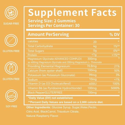 YUSEMM Magnesium Glycinate Gummies 400mg per Serving Sugar Free Magnesium & Potassium Supplement for Adults & Children Relaxation & Sleep, Muscle, Bone, Energy Support (60 Gummies) in Saudi Arabia