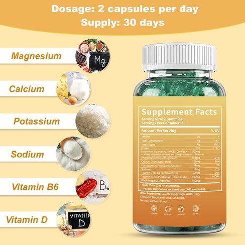 YUSEMM Magnesium Glycinate Gummies 400mg per Serving Sugar Free Magnesium & Potassium Supplement for Adults & Children Relaxation & Sleep, Muscle, Bone, Energy Support (60 Gummies) in Saudi Arabia
