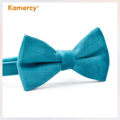 قوس ياقات القطط من Kamercy، طوق القطط المخملي باللون الأزرق الداكن، قوس ياقات القطط مع السحر والجرس، طوق القطط الآمن المنفصل in Kuwait