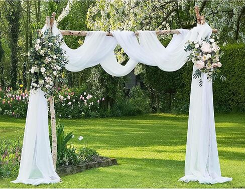 White Wedding Arch Draping Fabric, 63" x 32Ft Wedding Arch Drapes Tulle Fabric Drapery Sheer Backdrop Curtains for Wedding Ceremony Arch Stage Party Ceiling Décor in Saudi Arabia