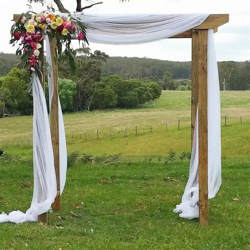 White Wedding Arch Draping Fabric, 63" x 32Ft Wedding Arch Drapes Tulle Fabric Drapery Sheer Backdrop Curtains for Wedding Ceremony Arch Stage Party Ceiling Décor in Saudi Arabia