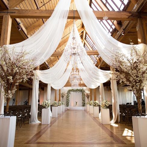 White Wedding Arch Draping Fabric, 63" x 32Ft Wedding Arch Drapes Tulle Fabric Drapery Sheer Backdrop Curtains for Wedding Ceremony Arch Stage Party Ceiling Décor in Saudi Arabia