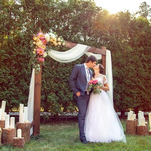 White Wedding Arch Draping Fabric, 63" x 32Ft Wedding Arch Drapes Tulle Fabric Drapery Sheer Backdrop Curtains for Wedding Ceremony Arch Stage Party Ceiling Décor in Saudi Arabia