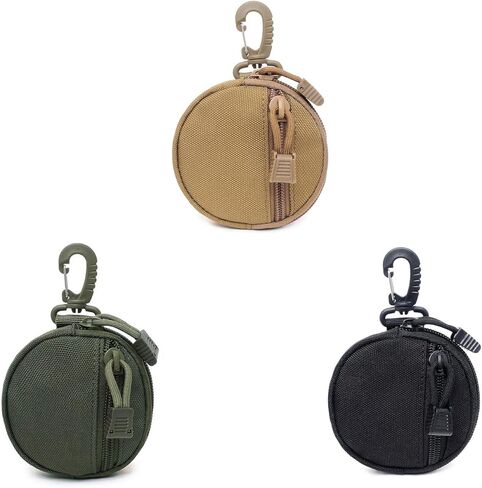 هوفيكو محفظة عملات معدنية، 3 عبوات من الحقائب التكتيكية المستديرة الصغيرة، شنط مطورة للاستخدام اليومي والعتاد العسكري مع خطاف للصيد والرماية والتخييم in Kuwait