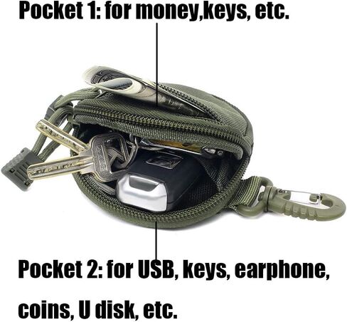 هوفيكو محفظة عملات معدنية، 3 عبوات من الحقائب التكتيكية المستديرة الصغيرة، شنط مطورة للاستخدام اليومي والعتاد العسكري مع خطاف للصيد والرماية والتخييم in Kuwait