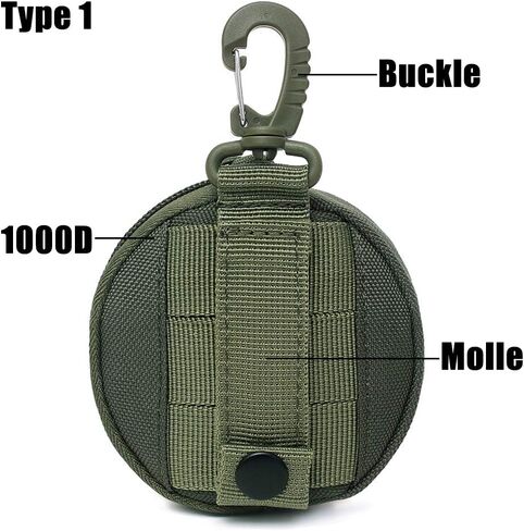 هوفيكو محفظة عملات معدنية، 3 عبوات من الحقائب التكتيكية المستديرة الصغيرة، شنط مطورة للاستخدام اليومي والعتاد العسكري مع خطاف للصيد والرماية والتخييم in Kuwait