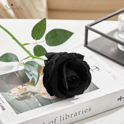 Serwalin 𝟮𝟬𝗽𝗰𝘀 Artificial Silk Roses, Red 𝗩𝗲𝗹𝘃𝗲𝘁 Realistic Roses, Fake Roses Real Touch Bouquet Long Stem for Valentine’s Day Home Decor Wedding and Table Centerpiece in Kuwait