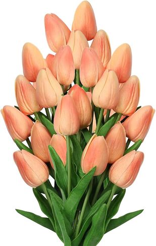 10 Pcs Orange Tulips Artificial Flowers Real Touch Fake Tulips Fake Flowers for Mother's Day 13.5" Faux Tulips Faux Flowers Bulk Artificial Tulips Flowers for Vase Centerpieces Home Wedding Bouquet in Saudi Arabia