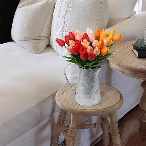 10 Pcs Orange Tulips Artificial Flowers Real Touch Fake Tulips Fake Flowers for Mother's Day 13.5" Faux Tulips Faux Flowers Bulk Artificial Tulips Flowers for Vase Centerpieces Home Wedding Bouquet in Saudi Arabia