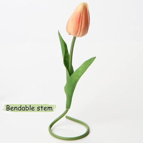 10 Pcs Orange Tulips Artificial Flowers Real Touch Fake Tulips Fake Flowers for Mother's Day 13.5" Faux Tulips Faux Flowers Bulk Artificial Tulips Flowers for Vase Centerpieces Home Wedding Bouquet in Saudi Arabia