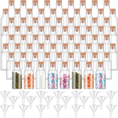 Zhehao 150 Packs 1 oz Plastic Sand Art Bottles with Cork Stoppers and 30 Funnels Mini Jars with Cork Lids Potion Bottles with Mini Cork Bottles Clear Containers for Sand Art Message Crafts Supplies in Saudi Arabia