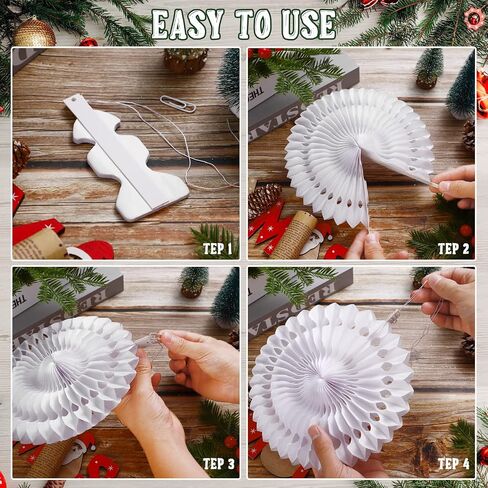 20 Pcs White Paper Snowflake Decorations Christmas Snowflake Hanging Swirl Decorations Tissue Poms and Fans Hanging Ceiling Decor for Winter Party Birthday Wonderland Xmas Holiday Supplies in Saudi Arabia