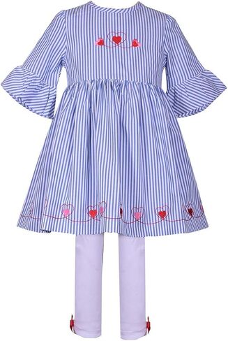 Bonnie Jean Girls Blue Striped Valentine's Day Set in Saudi Arabia