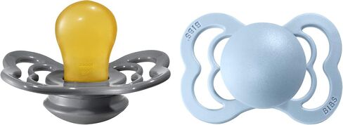 Bibs Pacifier Supreme Latex Size 1 - Baby (0-6M) 2pcs - Iron/BabyBlue in Kuwait