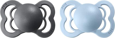 Bibs Pacifier Supreme Latex Size 1 - Baby (0-6M) 2pcs - Iron/BabyBlue in Kuwait