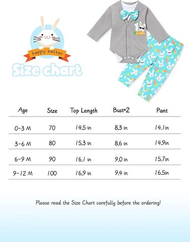 ملابس سيندا ماي فيرست لعيد الفصح للأطفال حديثي الولادة من الأولاد بعقدة على شكل فيونكة + معطف + بنطلون فجل 3 قطعة ملابس عيد الفصح in Kuwait