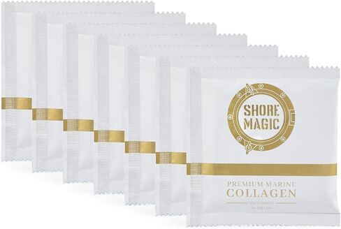 مسحوق كولاجين مارين ماجيك من شور، مسحوق ببتيدات الكولاجين المتحلل، مسحوق كولاجين السمك البري من مصادر مستدامة، مسحوق كولاجين عضوي وموافق للشريعة اليهودية، عديم الرائحة وغير منكه - 7 أكياس (10 جرام لكل منها) in Kuwait