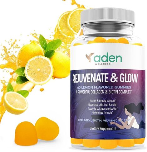 حلوى الكولاجين للنساء والرجال منخفضة السكر مع البيوتين، فيتامين C E، الزنك - نمو الشعر، الأظافر القوية، العناية بالبشرة، مكافحة الشيخوخة - مكمل بروتين الكولاجين من النوع 1 و3 - بدون فيتامينات صمغية من الغلوتين المعدلة وراثيًا in Kuwait