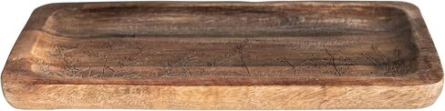 Creative Co-Op 11.75 Inches Mango Wood Laser Etched Botanicals, Natural Tray in Saudi Arabia