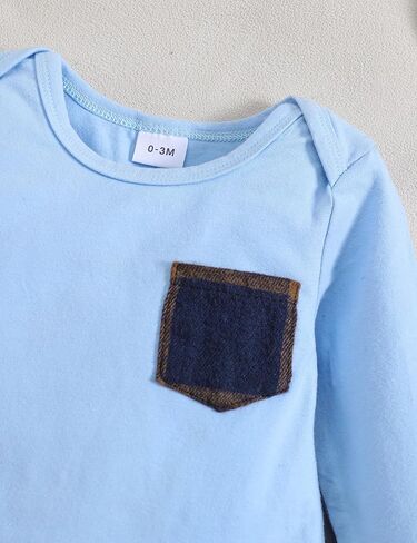 Haokaini ملابس الأطفال حديثي الولادة من Haokaini بأكمام طويلة بدلة شهم بلون واحد رومبير علوي منقوشة ملابس الحمالات والسراويل in Kuwait