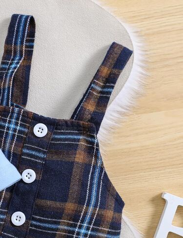 Haokaini ملابس الأطفال حديثي الولادة من Haokaini بأكمام طويلة بدلة شهم بلون واحد رومبير علوي منقوشة ملابس الحمالات والسراويل in Kuwait