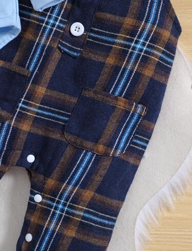 Haokaini ملابس الأطفال حديثي الولادة من Haokaini بأكمام طويلة بدلة شهم بلون واحد رومبير علوي منقوشة ملابس الحمالات والسراويل in Kuwait