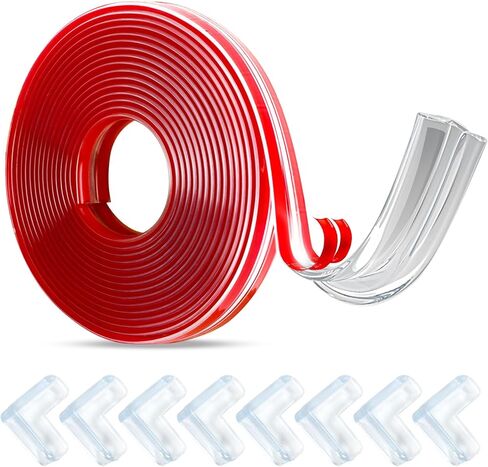 Rcybeo Baby Proofing, Clear Corner Protector, Edge Protector, 16.4 ft Clear Edge Protector Strip and 8 Piece Silicone Corner Protectors with Upgraded Pre-Taped in Kuwait