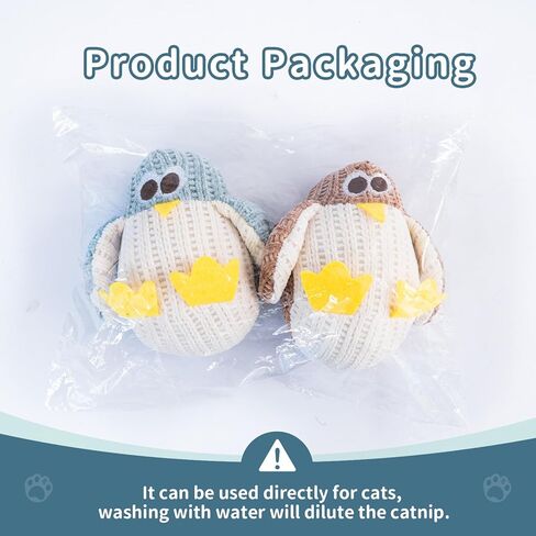 DKTIE Cat Toys with Catnip - Kitten Teething Toys, Cat Stuff for Indoor Cats, Catnip Toys for Cats, Cat Chew Toy, Kitty Toys - Cute Penguin Shape, Set of 2 (MRWJ12) (Penguins) in Kuwait