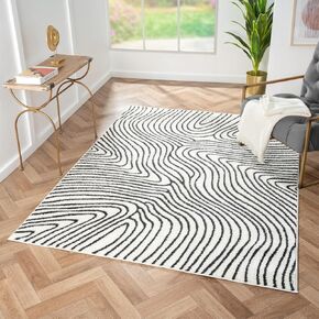 LUXE WEAVERS Le Monde Collection 8505 Anthracite 5x7 Geometric Marble Swirl Area Rug