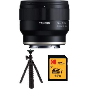 تامرون 24 مم f/2.8 Di III OSD عدسة برايم واسعة الزاوية لـ سوني E-Mount مع بطاقة 32 جيجابايت وحزمة ثلاثية العجلات مرنة 12 بوصة (3 عناصر) in Kuwait