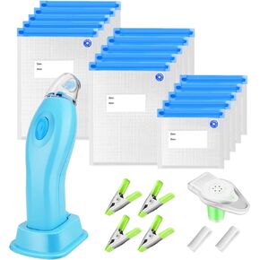 مانع تسرب الهواء المحمول، يتضمن 15 كيسًا مانعًا للتسرب قابلاً لإعادة الاستخدام، وسدادة نبيذ مفرغة، ومشبكين للإغلاق، و4 مشابك فيديو لتخزين الطعام، والحفاظ على النبيذ طازجًا ورطبًا in Kuwait