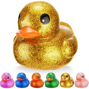 Honoson 6 Pieces Giant Glitter Rubber Ducks 6.89 Inch Rubber Duckies Fidget Toy Big Duck Assorted Summer Ducks Bathtub Toys Floating Rubber Duckies for Baby Shower Birthday Party Favor Gift, 6 Colors in Saudi Arabia