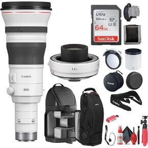 Canon RF 800mm f/5.6 L is USM Lens Ideal for Sports, Wildlife, and Journalism (5055C002) + Canon Extender RF 1.4X (4113C002) + 64GB Memory Card + Backpack + Card Reader + Flex Tripod + More (Renewed) in Saudi Arabia