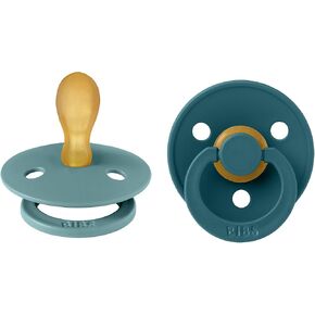 BIBS Pacifiers 6-18 Months | Colour Collection 2-Pack | BPA-Free Symmetrical Natural Rubber Nipple | Made in Denmark | Island Sea/Forest Lake Color Pacifier in Kuwait